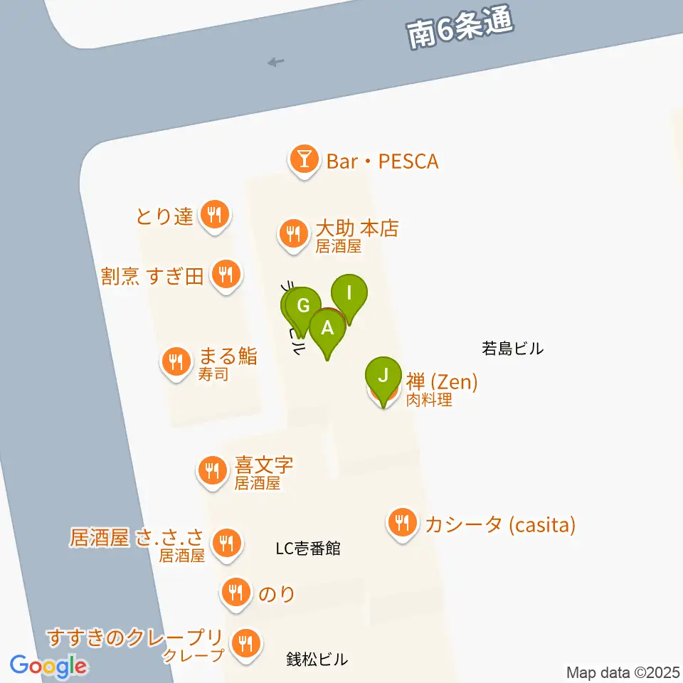 札幌クレイジーモンキー周辺のファミレス・ファーストフード一覧地図