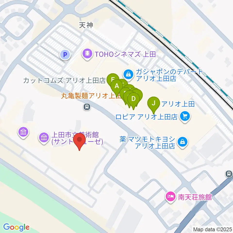 サントミューゼ周辺のファミレス・ファーストフード一覧地図