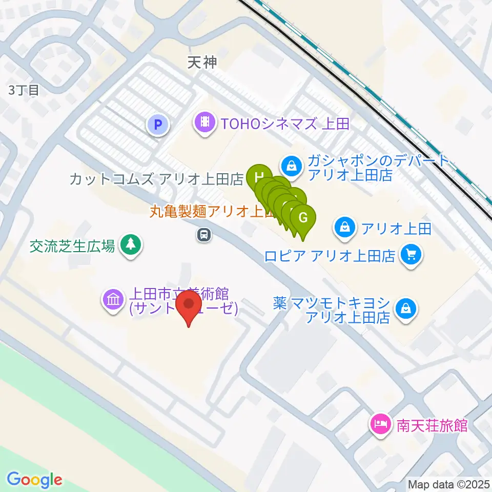 サントミューゼ周辺のファミレス・ファーストフード一覧地図