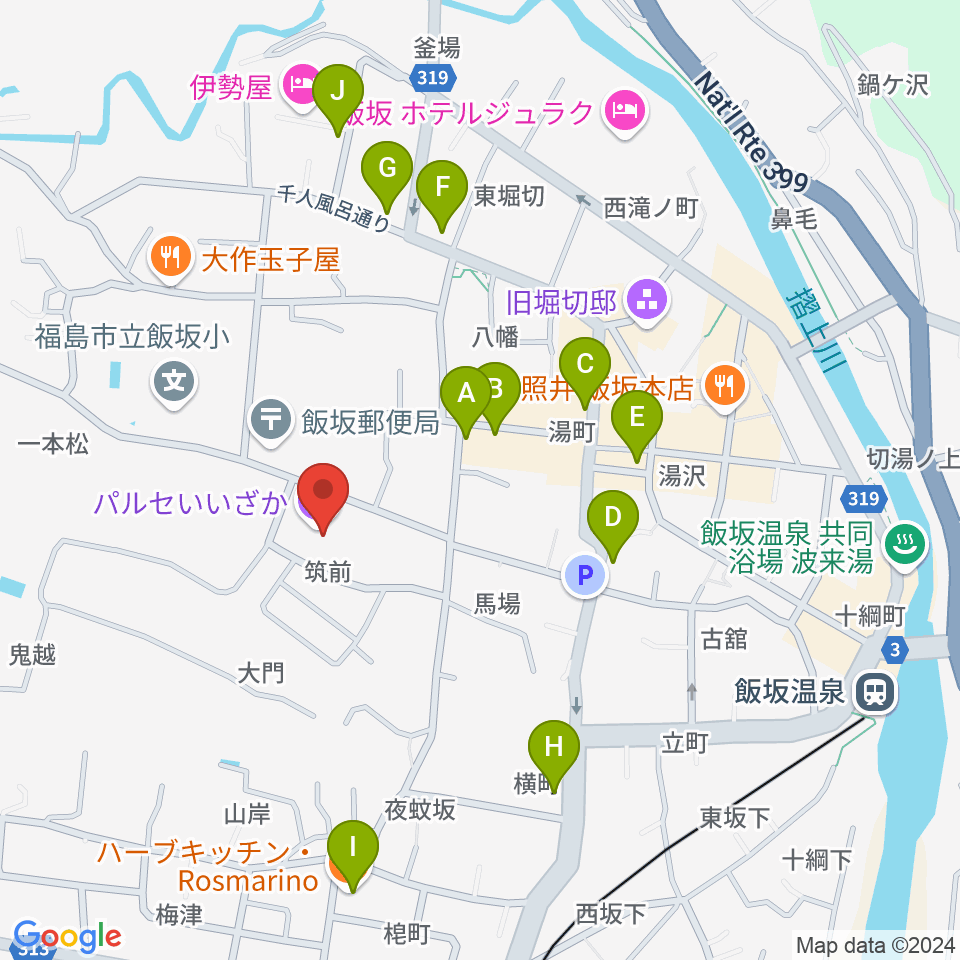 パルセいいざか周辺のファミレス・ファーストフード一覧地図