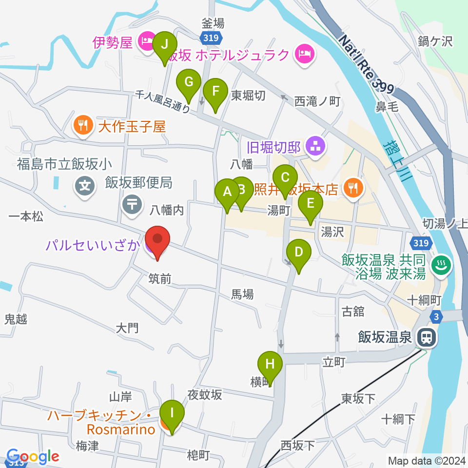 パルセいいざか周辺のファミレス・ファーストフード一覧地図