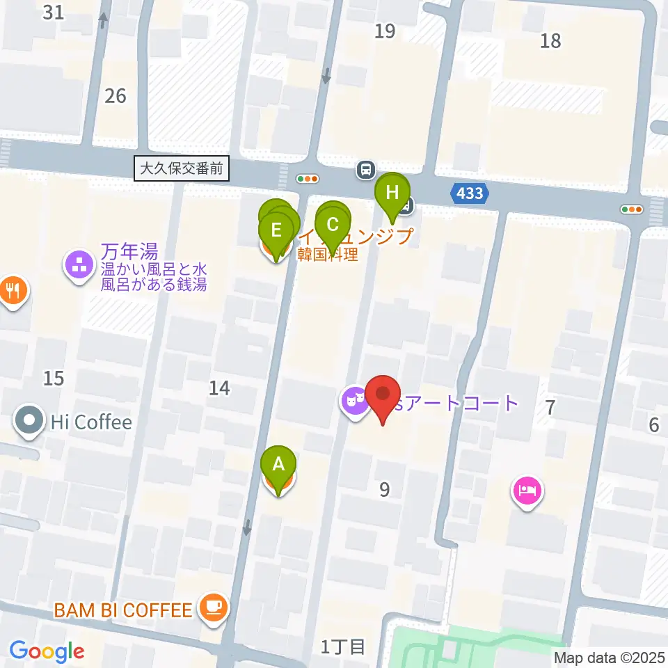 R'sアートコート周辺のファミレス・ファーストフード一覧地図