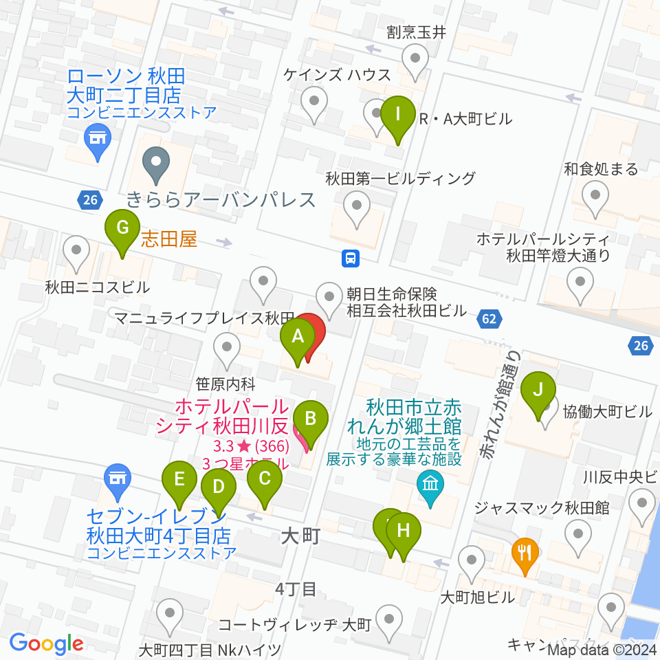 秋田THE CAT WALK周辺のファミレス・ファーストフード一覧地図