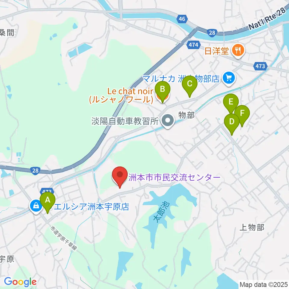 洲本市市民交流センター周辺のファミレス・ファーストフード一覧地図