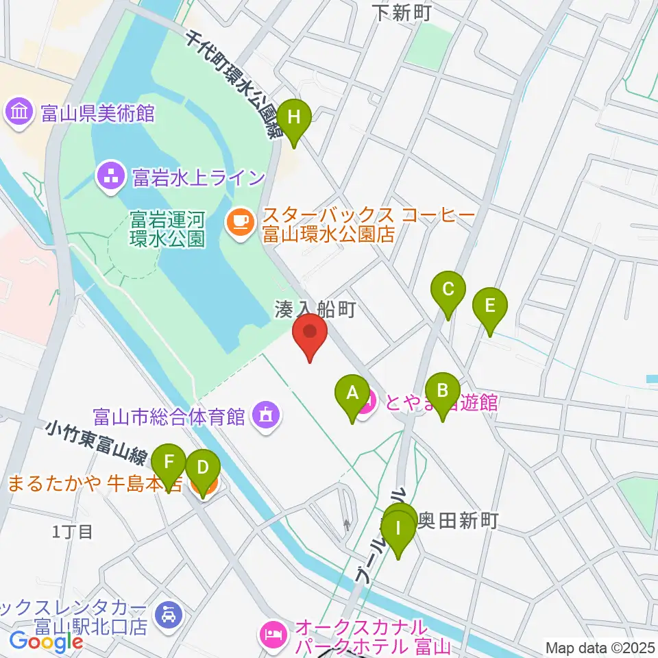 富山県民共生センター サンフォルテ周辺のファミレス・ファーストフード一覧地図