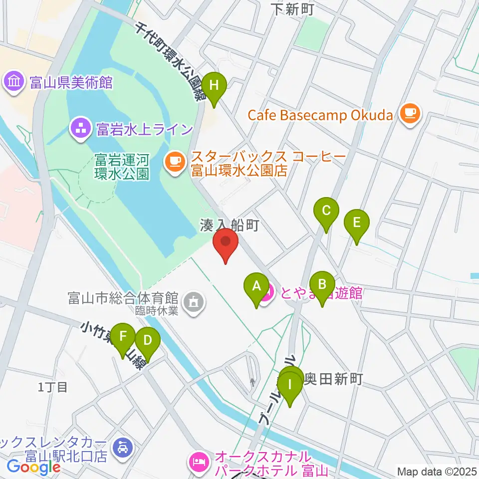 富山県民共生センター サンフォルテ周辺のファミレス・ファーストフード一覧地図