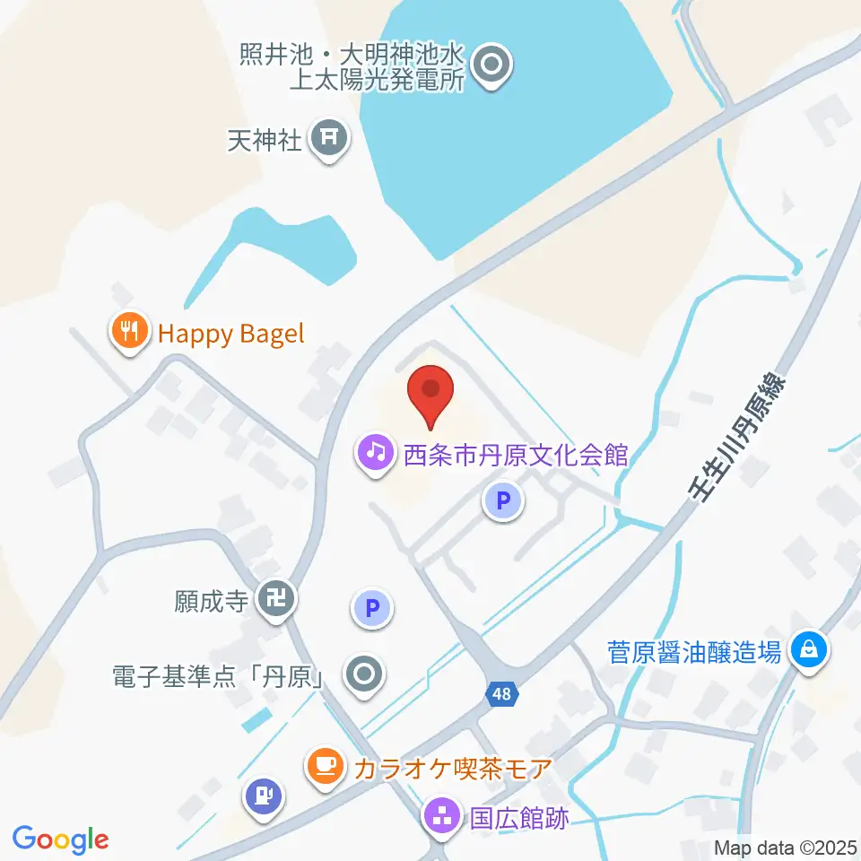 西条市丹原文化会館周辺のファミレス・ファーストフード一覧地図
