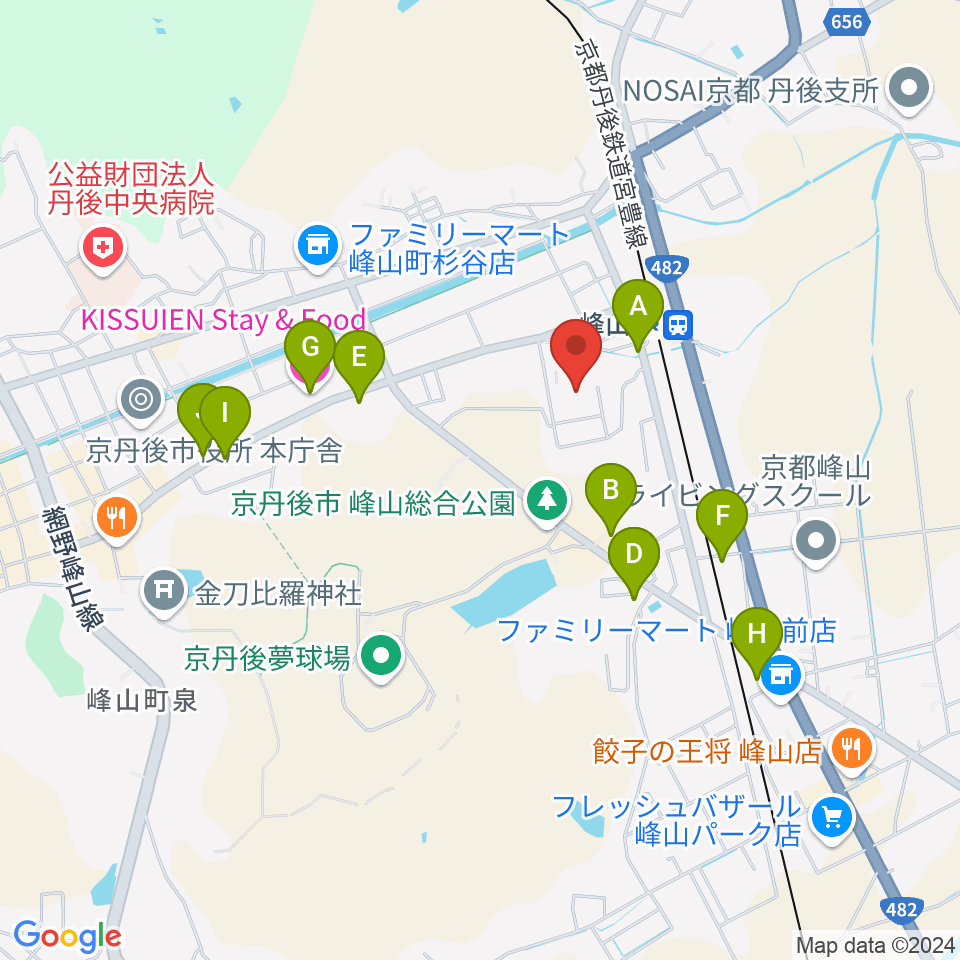 京都府丹後文化会館周辺のファミレス・ファーストフード一覧地図