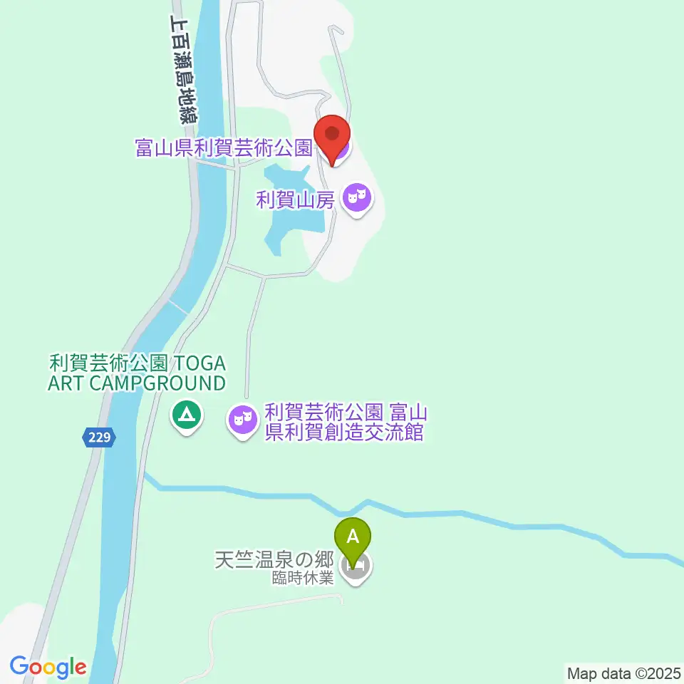 富山県利賀芸術公園周辺のファミレス・ファーストフード一覧地図