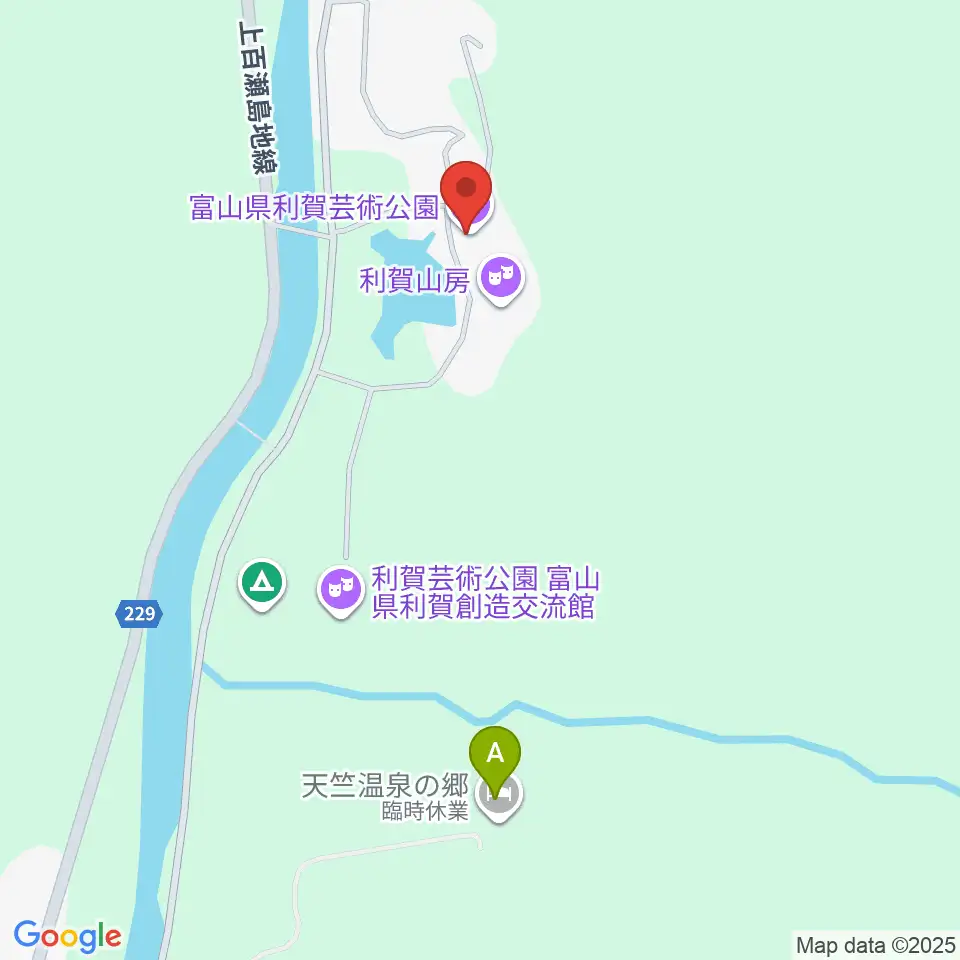 富山県利賀芸術公園周辺のファミレス・ファーストフード一覧地図