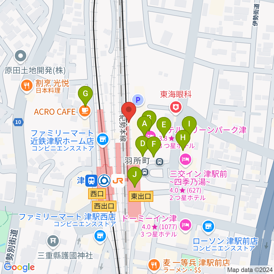 アストプラザ周辺のファミレス・ファーストフード一覧地図