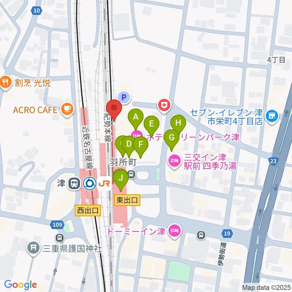 アストプラザ周辺のファミレス・ファーストフード一覧地図