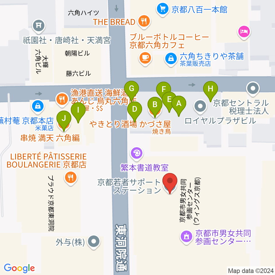 ウィングス京都周辺のファミレス・ファーストフード一覧地図