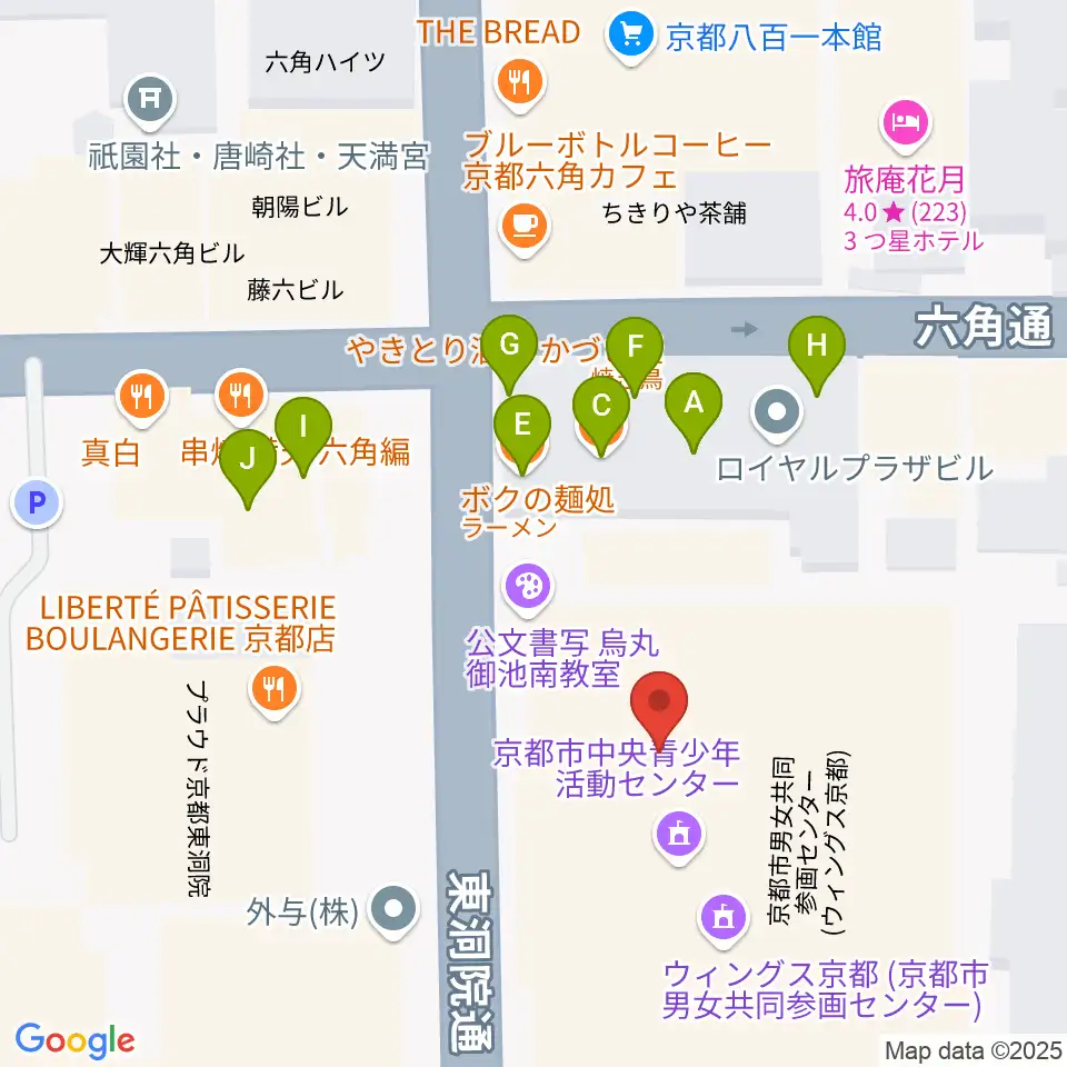 ウィングス京都周辺のファミレス・ファーストフード一覧地図