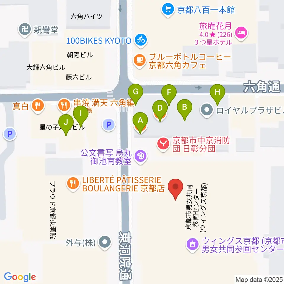 ウィングス京都周辺のファミレス・ファーストフード一覧地図