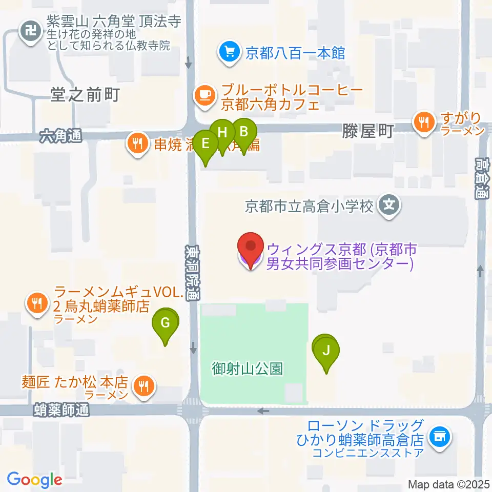 ウィングス京都周辺のファミレス・ファーストフード一覧地図
