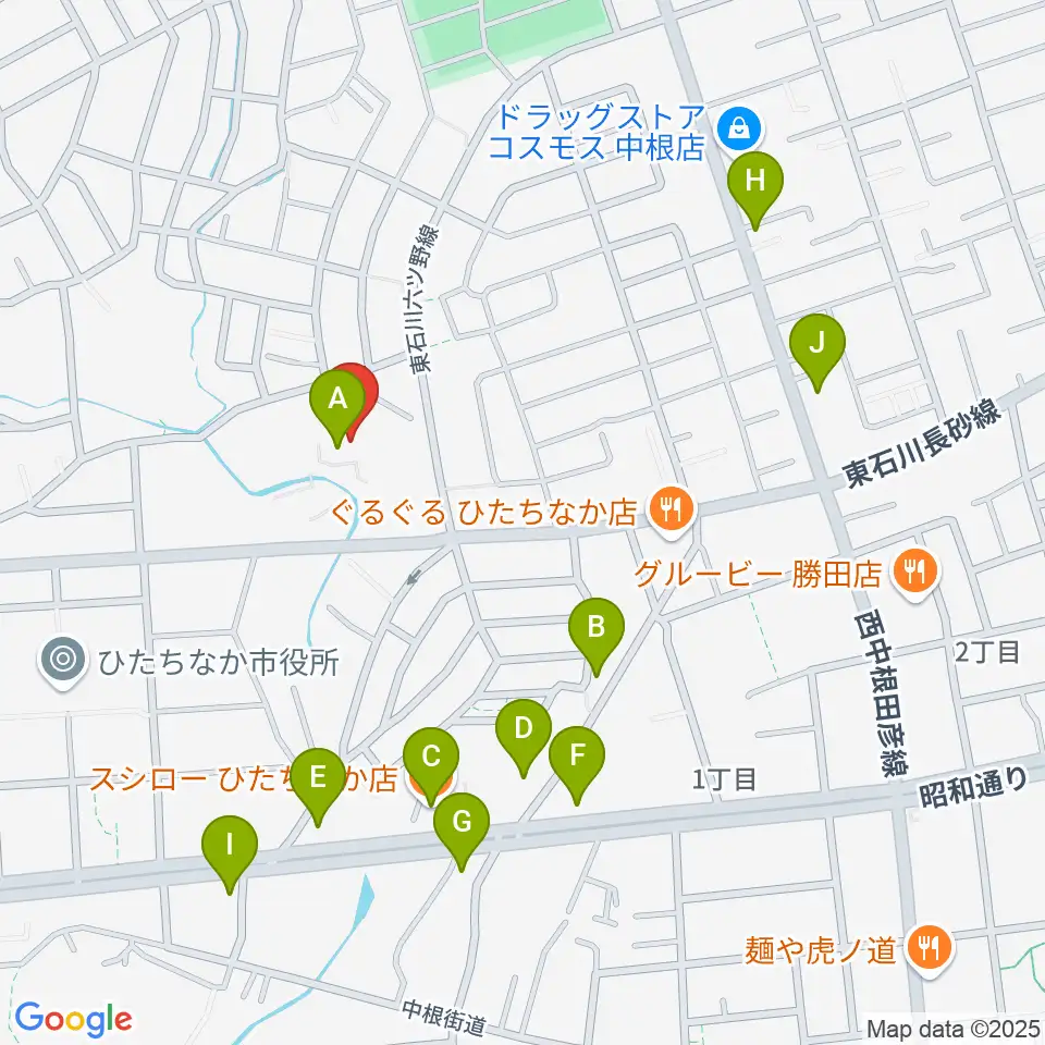 ワークプラザ勝田周辺のファミレス・ファーストフード一覧地図