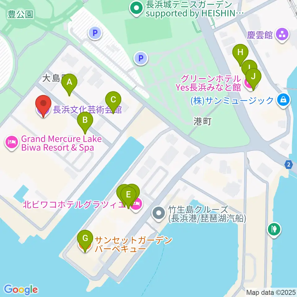 長浜文化芸術会館周辺のファミレス・ファーストフード一覧地図