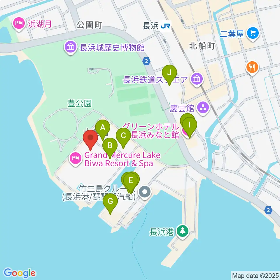 長浜文化芸術会館周辺のファミレス・ファーストフード一覧地図