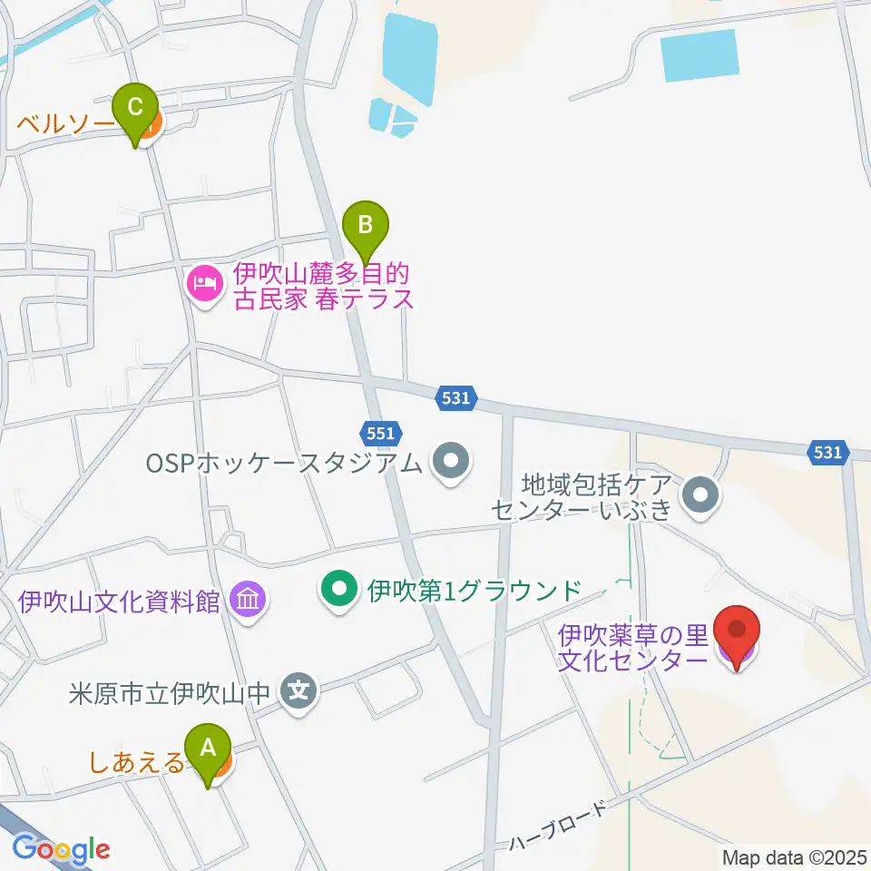 伊吹薬草の里文化センター周辺のファミレス・ファーストフード一覧地図