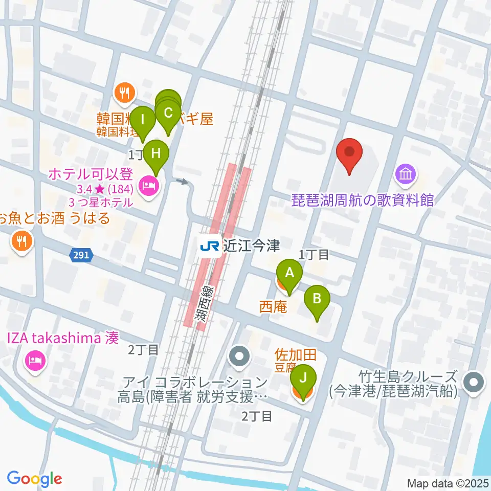 高島市民会館周辺のファミレス・ファーストフード一覧地図
