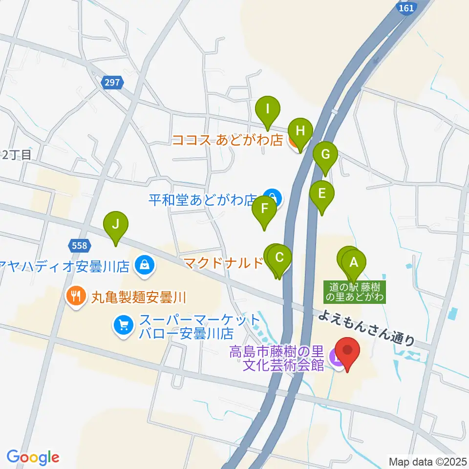 藤樹の里文化芸術会館周辺のファミレス・ファーストフード一覧地図