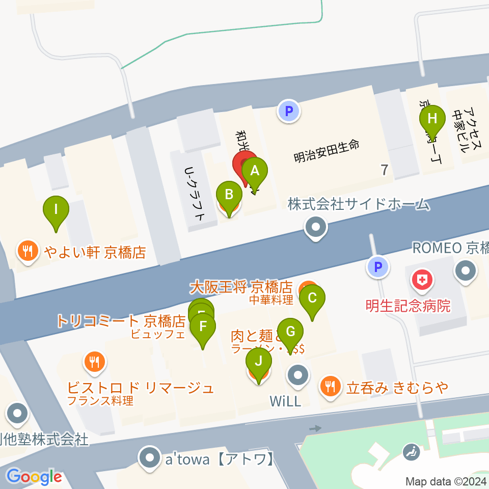 K Music Act周辺のファミレス・ファーストフード一覧地図