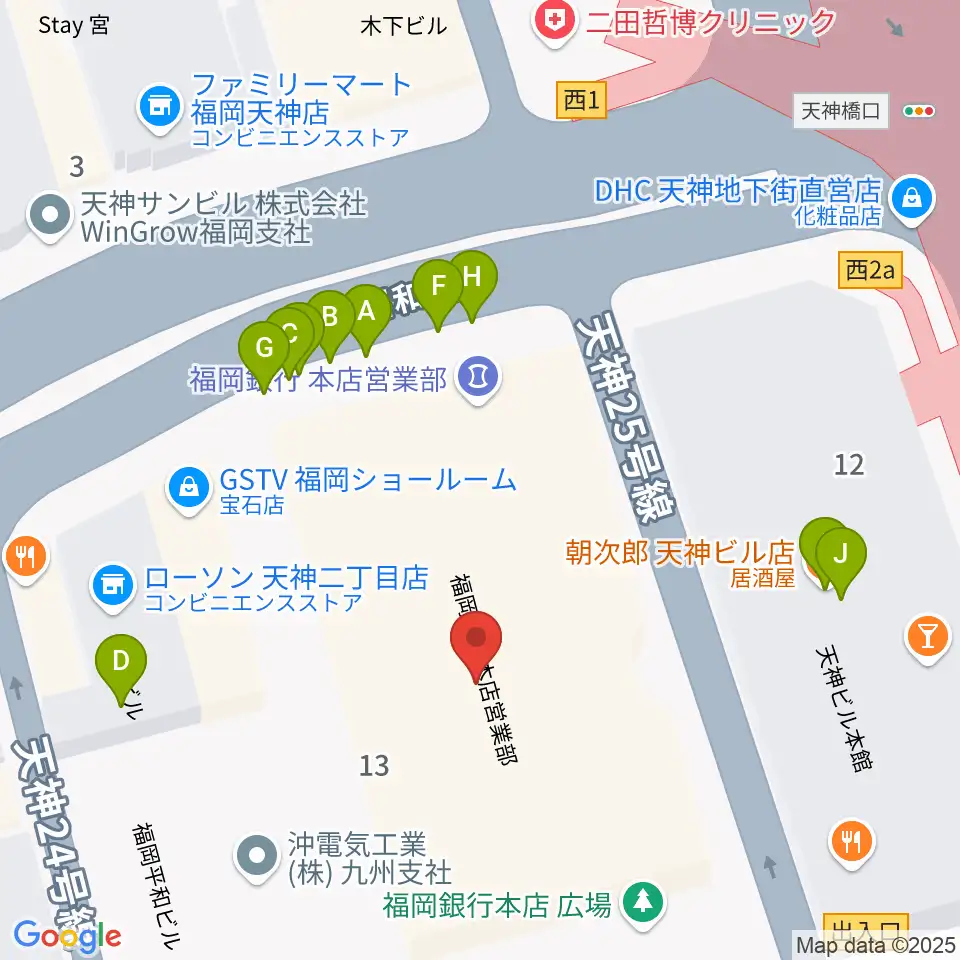 FFGホール周辺のファミレス・ファーストフード一覧地図