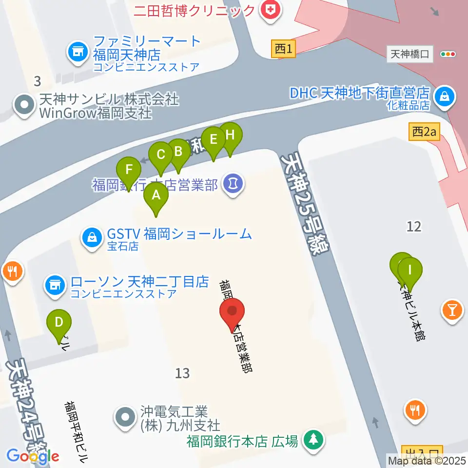 FFGホール周辺のファミレス・ファーストフード一覧地図
