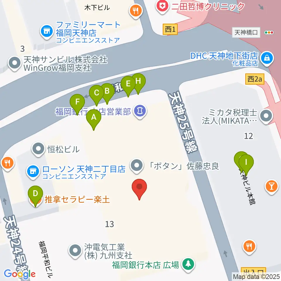 FFGホール周辺のファミレス・ファーストフード一覧地図