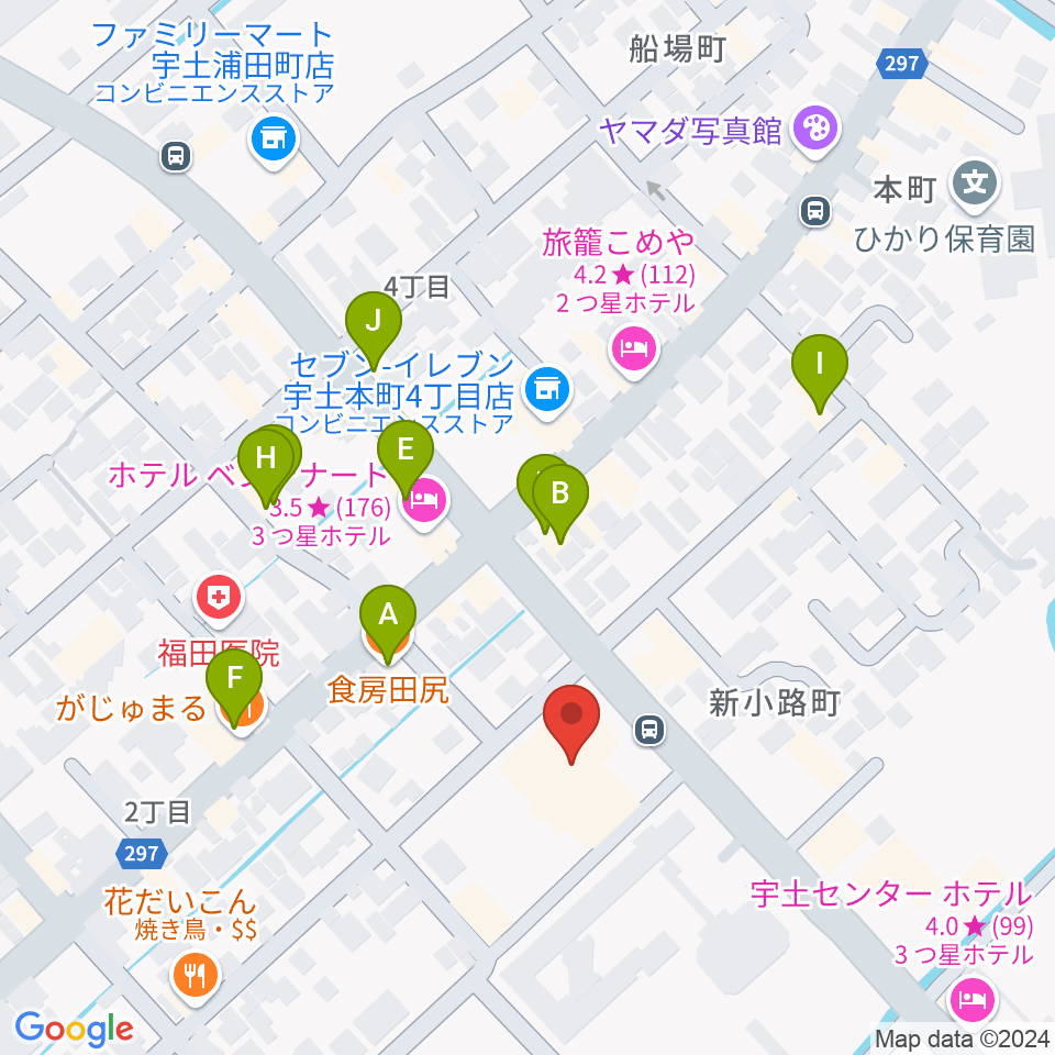 宇土市民会館周辺のファミレス・ファーストフード一覧地図