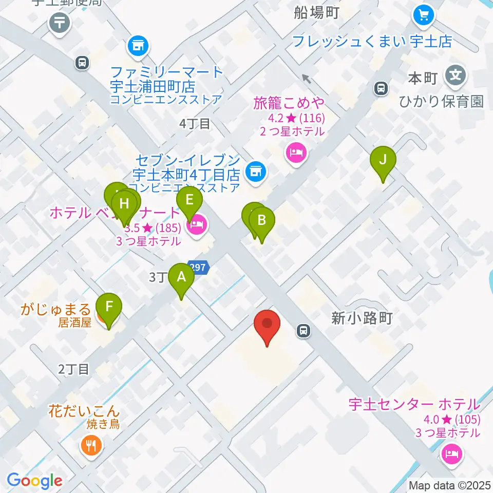 宇土市民会館周辺のファミレス・ファーストフード一覧地図