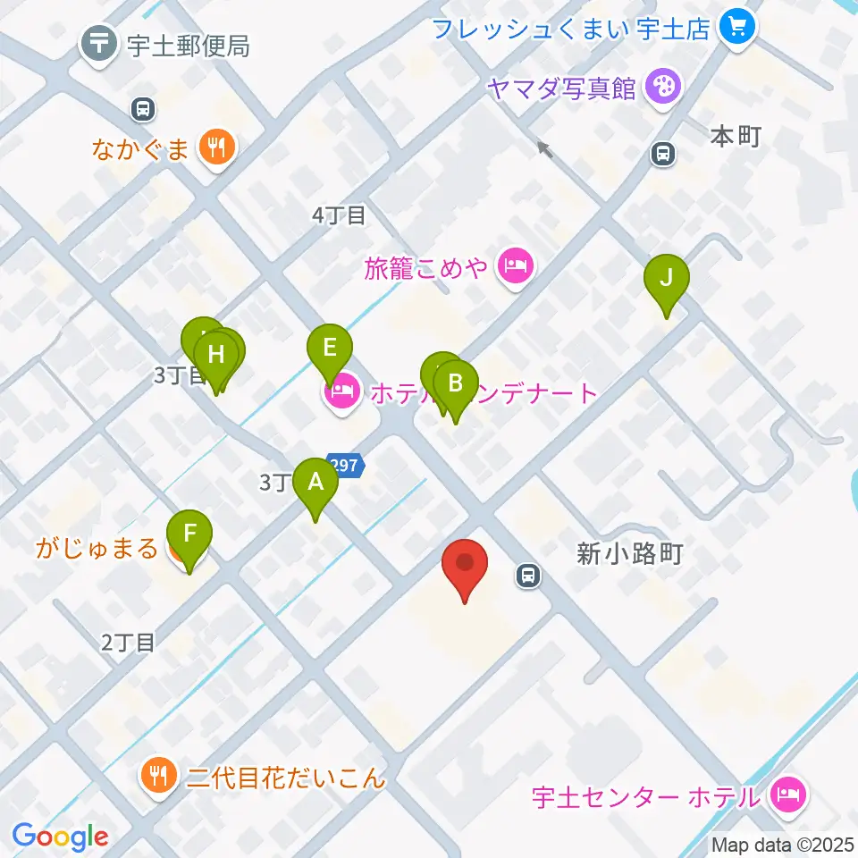 宇土市民会館周辺のファミレス・ファーストフード一覧地図