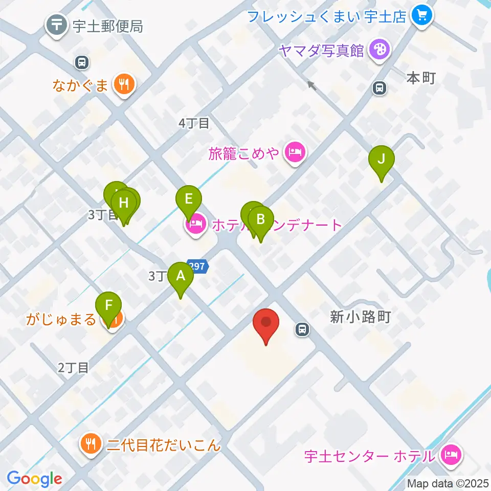 宇土市民会館周辺のファミレス・ファーストフード一覧地図