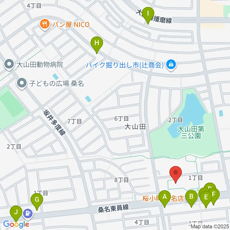 光精工コミュニティプラザ周辺のファミレス・ファーストフード一覧地図