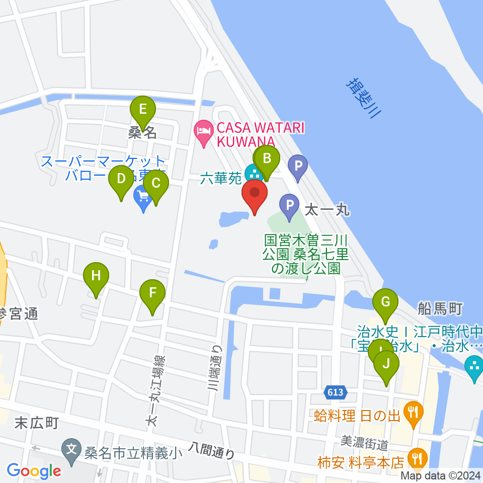 六華苑周辺のファミレス・ファーストフード一覧地図