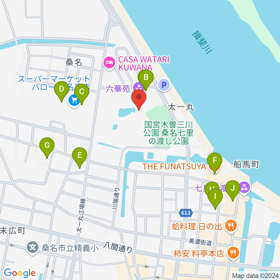 六華苑周辺のファミレス・ファーストフード一覧地図