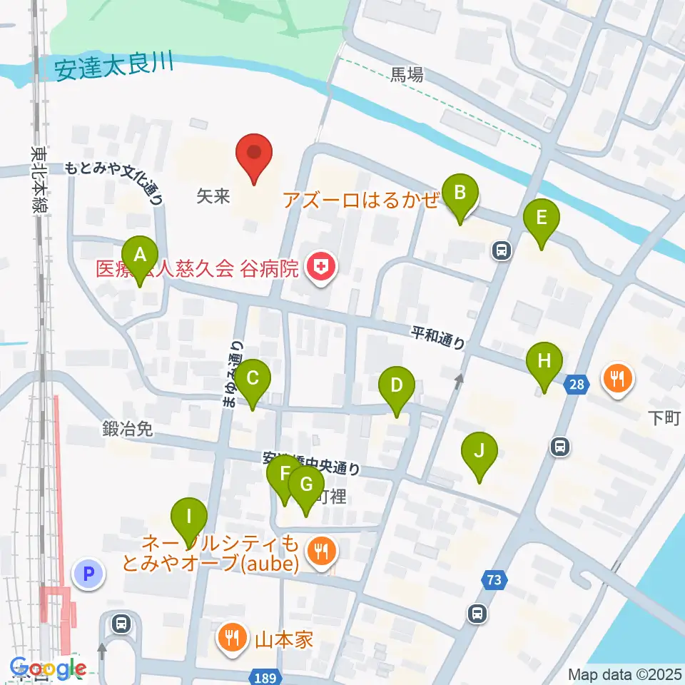 サンライズもとみや周辺のファミレス・ファーストフード一覧地図