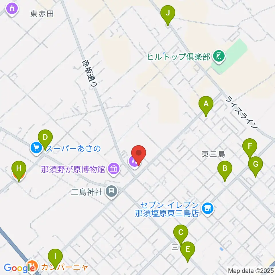 那須塩原市三島ホール周辺のファミレス・ファーストフード一覧地図