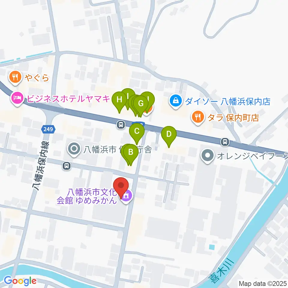八幡浜市文化会館ゆめみかん周辺のファミレス・ファーストフード一覧地図