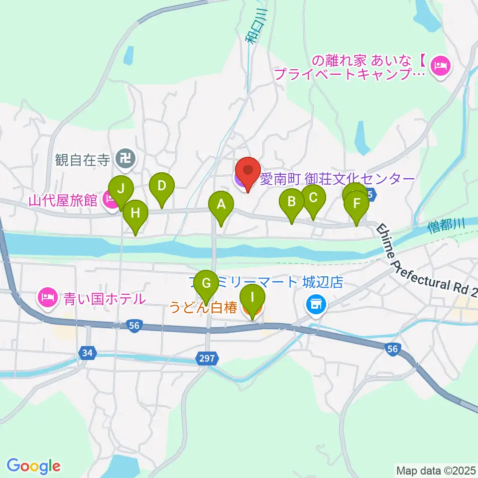 愛南町御荘文化センター周辺のファミレス・ファーストフード一覧地図