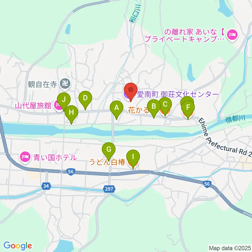 愛南町御荘文化センター周辺のファミレス・ファーストフード一覧地図