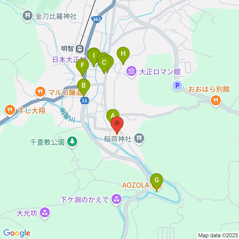 明智かえでホール周辺のファミレス・ファーストフード一覧地図