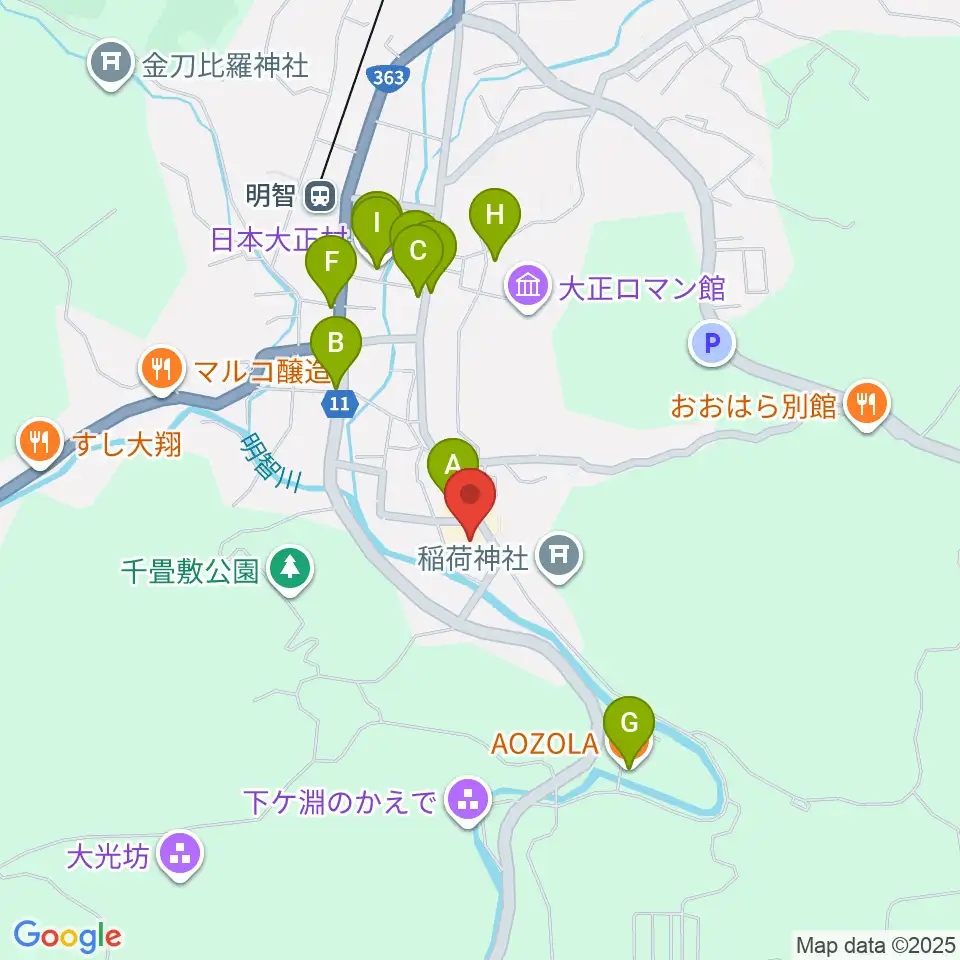 明智かえでホール周辺のファミレス・ファーストフード一覧地図