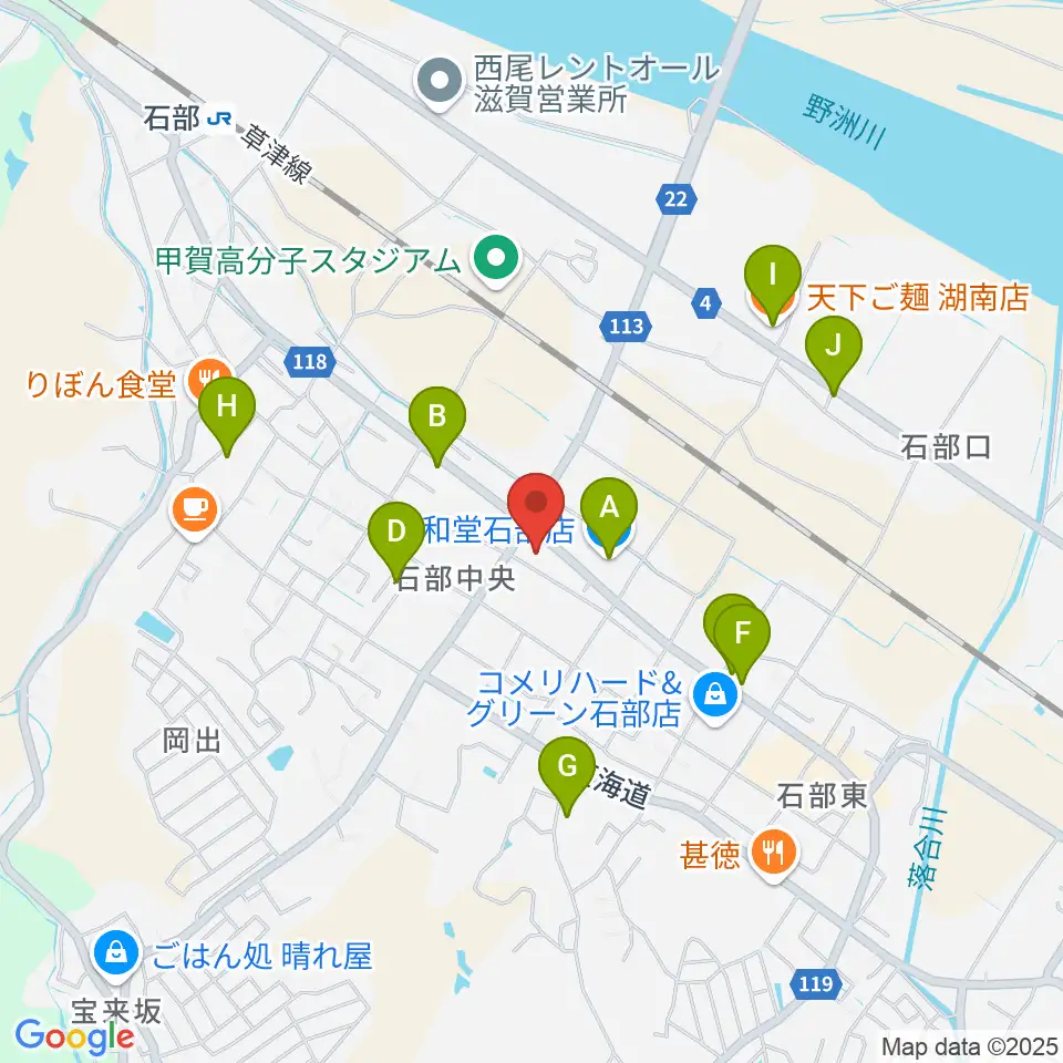 石部文化ホール周辺のファミレス・ファーストフード一覧地図