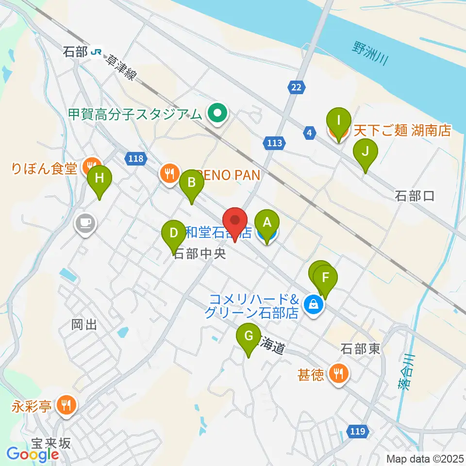石部文化ホール周辺のファミレス・ファーストフード一覧地図