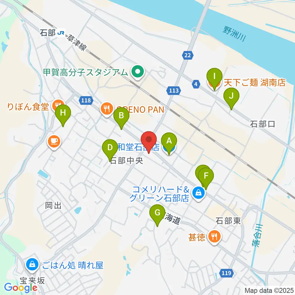 石部文化ホール周辺のファミレス・ファーストフード一覧地図