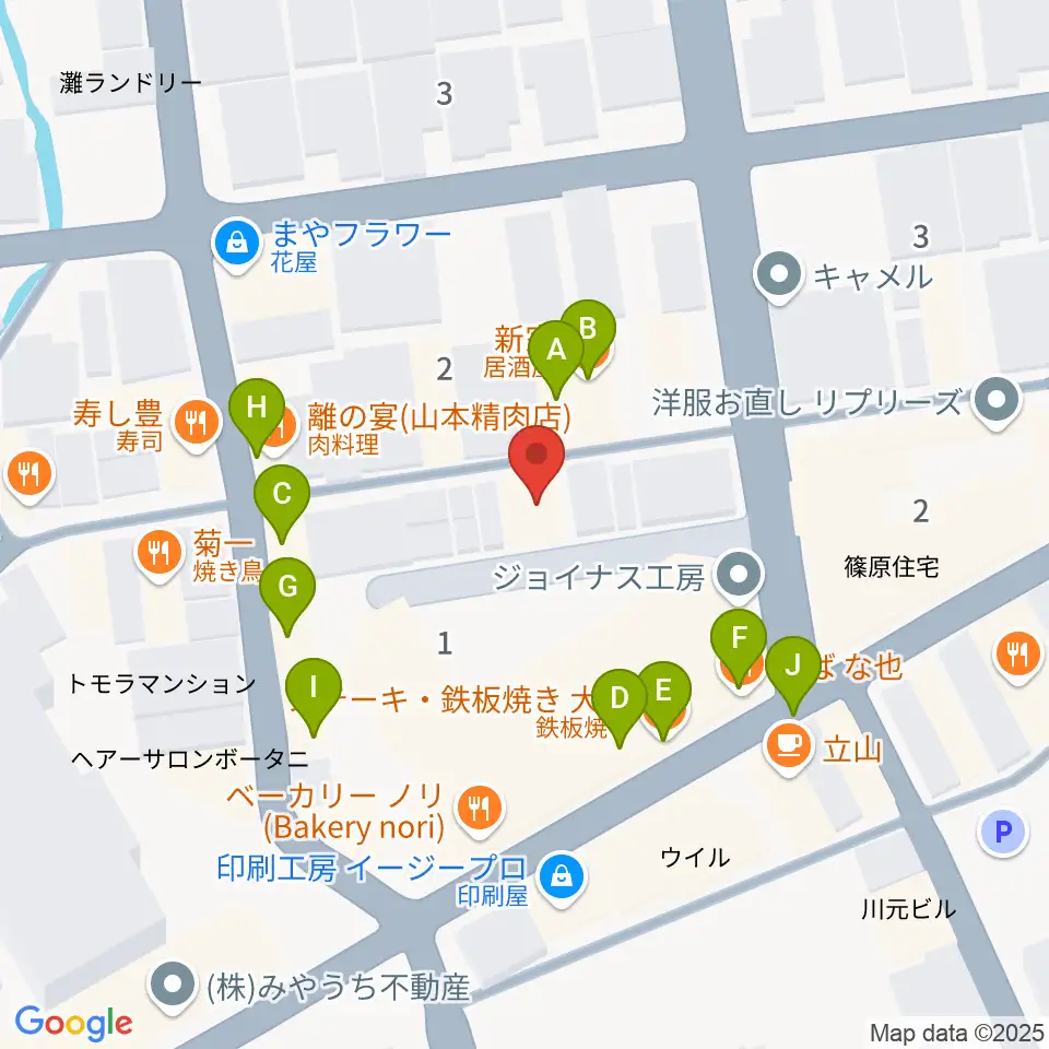 神戸マンボーギター教室周辺のファミレス・ファーストフード一覧地図