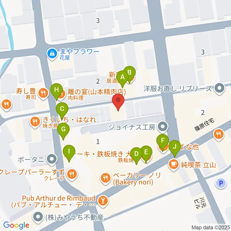 神戸マンボーギター教室周辺のファミレス・ファーストフード一覧地図