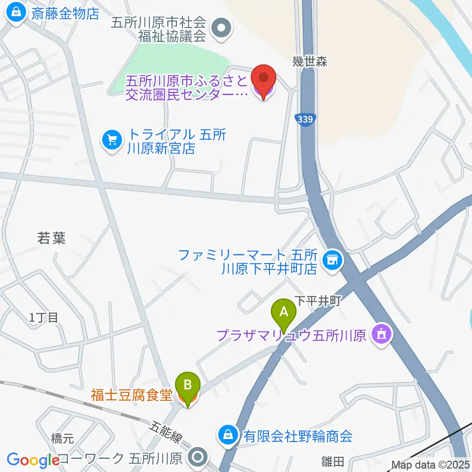 ふるさと交流圏民センター オルテンシア周辺のファミレス・ファーストフード一覧地図